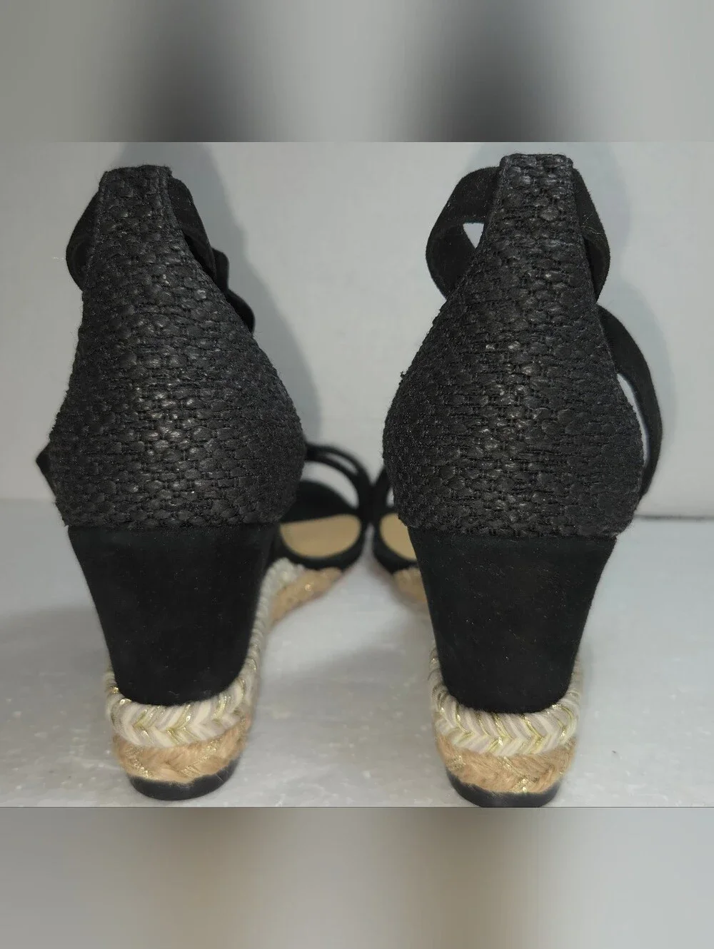 Alexandre Birman Clarita Black Leather Espadrille Wedge Sandals EU 35 1/2